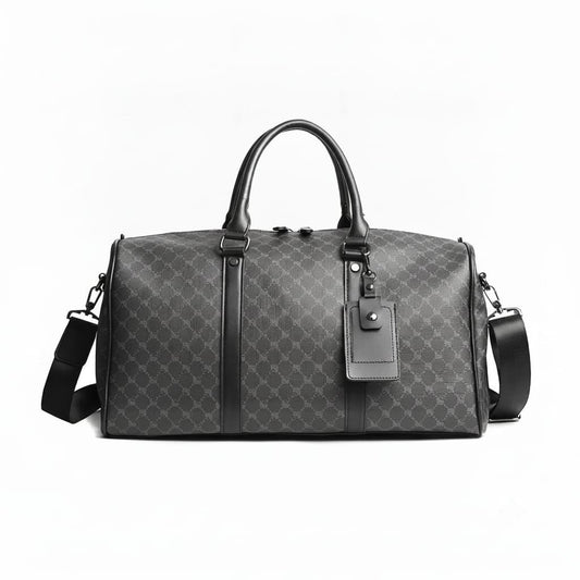 Black Monogram Pattern Weekender Duffle Bag