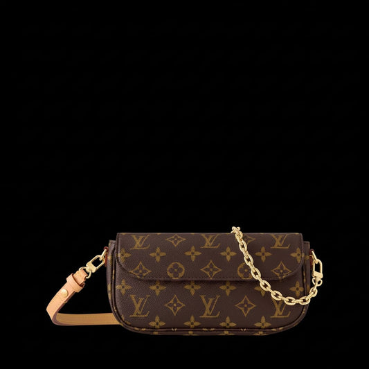 Compact Coated Canvas Crossbody Bag with Chain Strap
