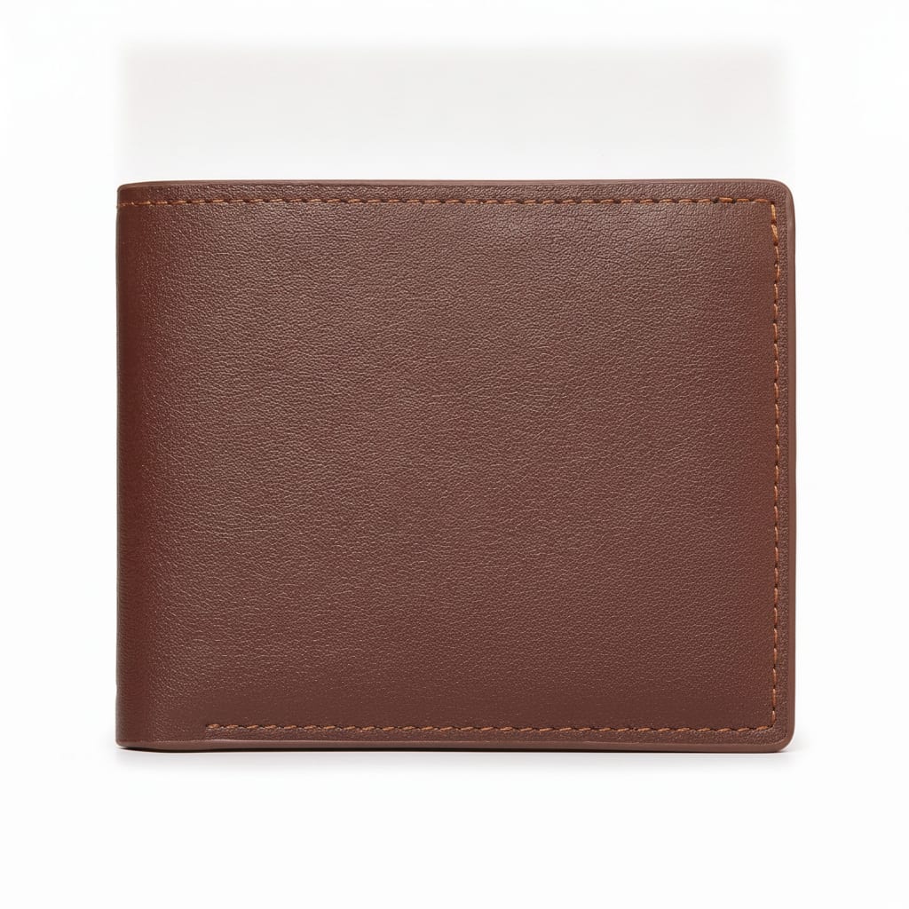 Men's Brown Bifold Wallet with Metal Accent