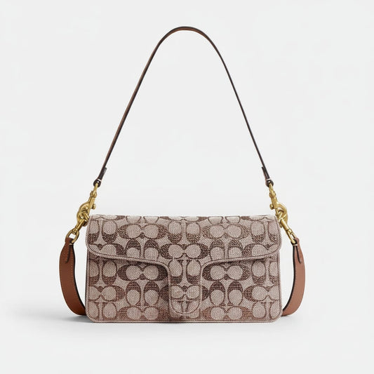 Jacquard Shoulder Bag with Crystal Pattern, Size 26