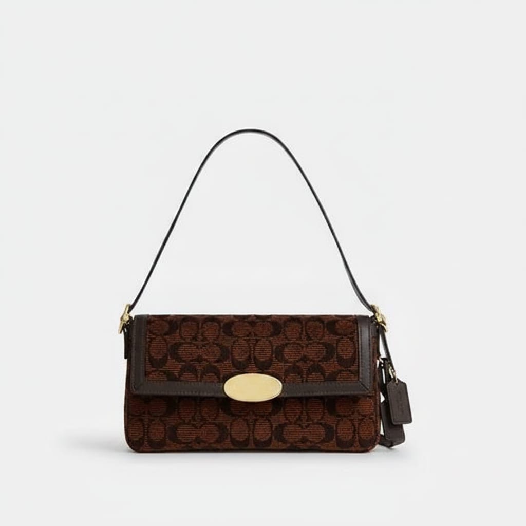 Small Flap Shoulder Bag in Textured Chenille