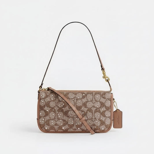 Elegant Jacquard Bag with Crystal Accents