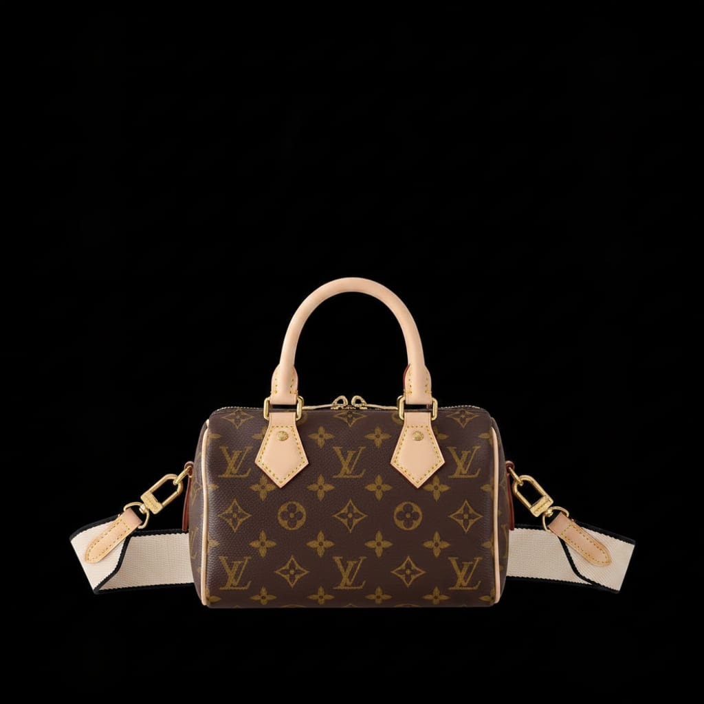 Small Duffle Handbag with Top Handles and Adjustable Strap