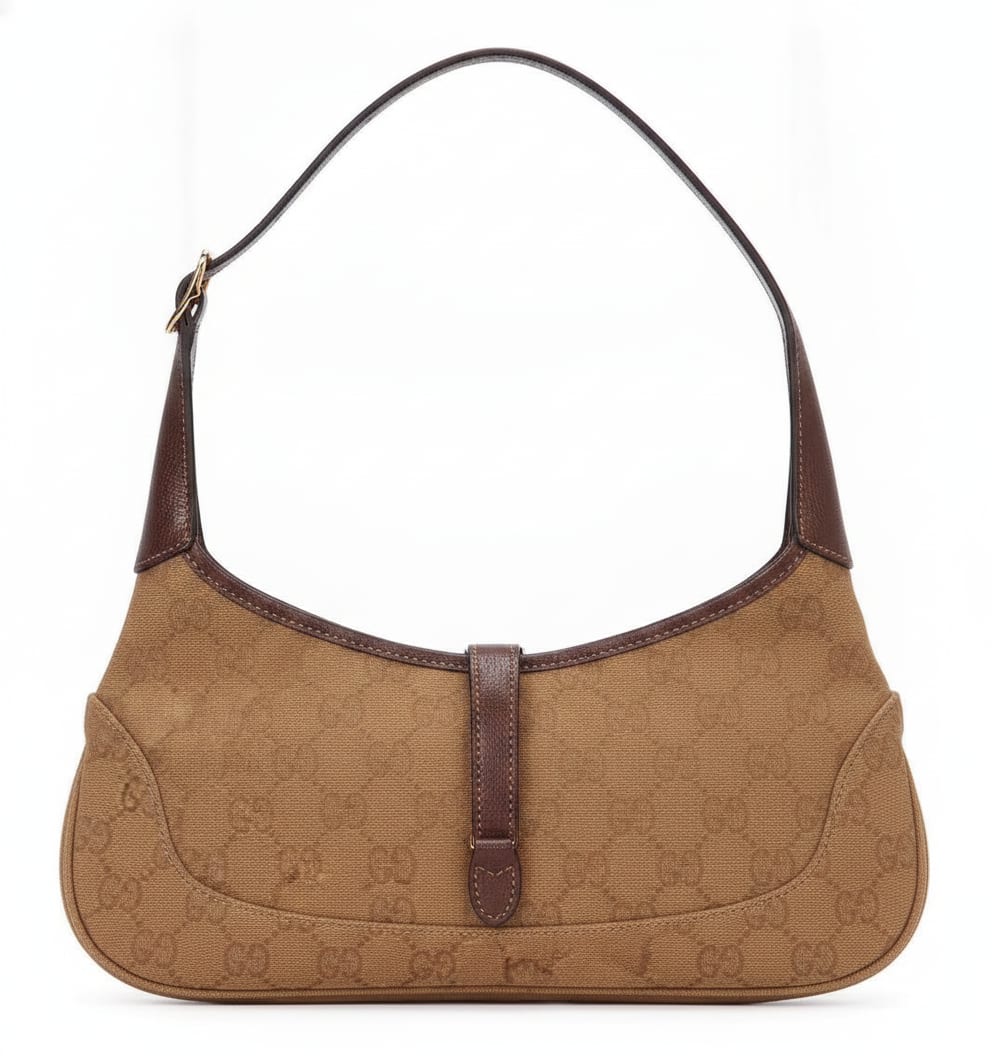 Brown Canvas Shoulder Bag with Adjustable Strap