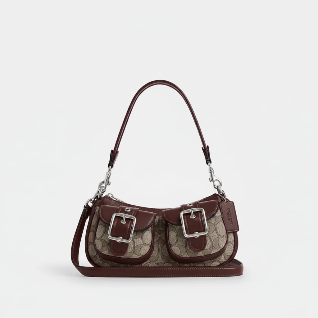 Patterned Jacquard & Leather Crossbody Bag